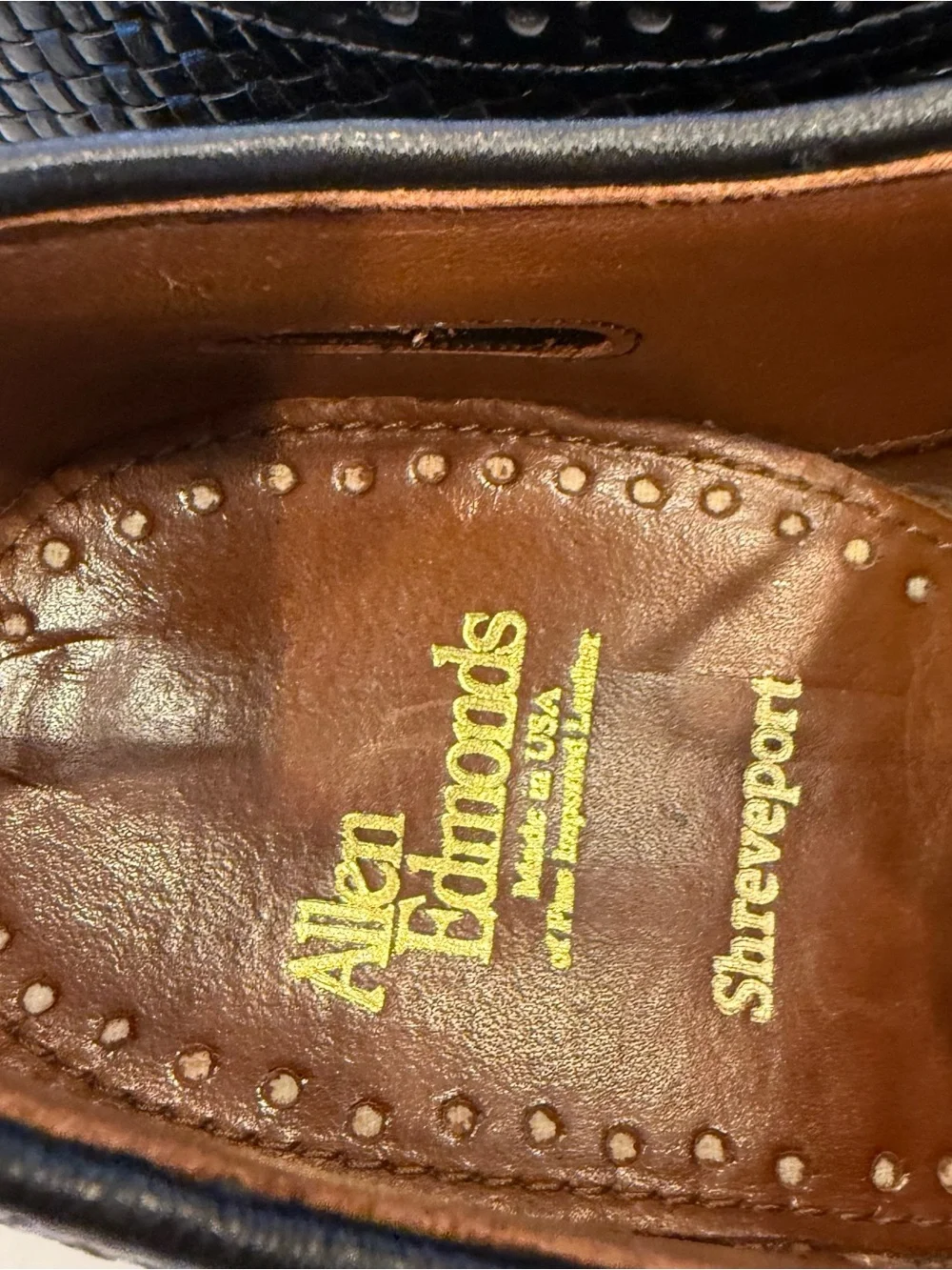Allen Edmonds Shreveport Black Woven Leather Oxford Shoes Sz 10D EUC